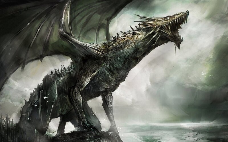 Large Dragon on Rock