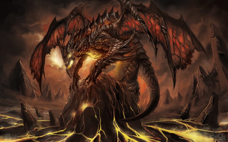 Large Dragon on Rocky Terrain — Black
