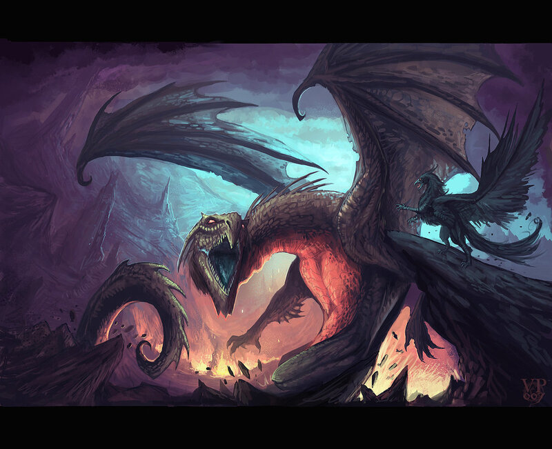 Large Dragon with Smaller Creature