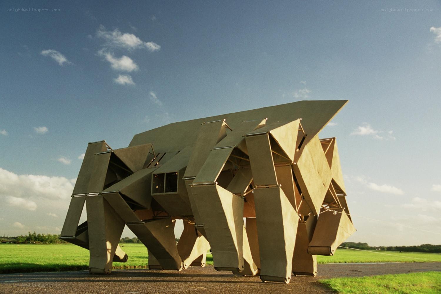 Large elephant sculpture in field