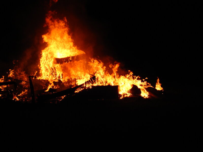 Large fire at night