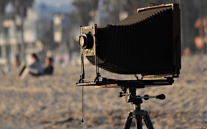 Large Format Camera on Tripod — Brown