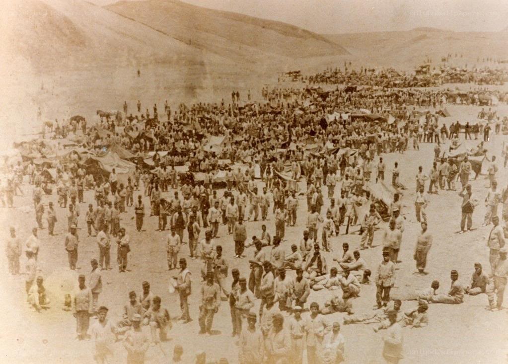 Large gathering in desert camp