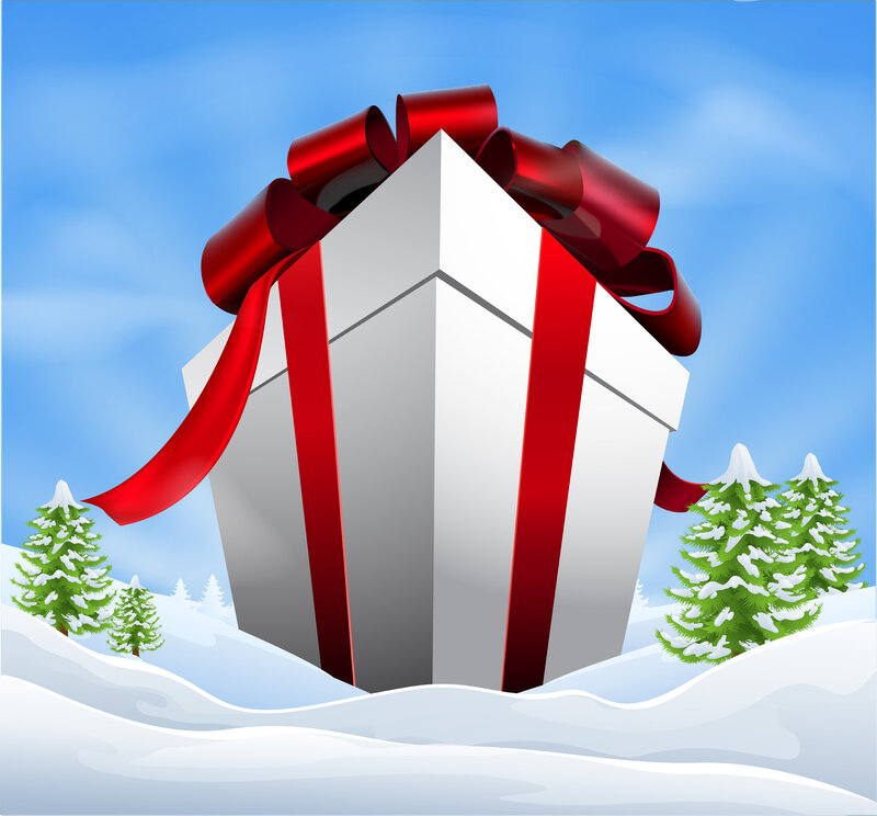 Large Gift Box in Snow