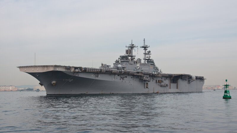 Large Gray Warship — Calm, Afternoon