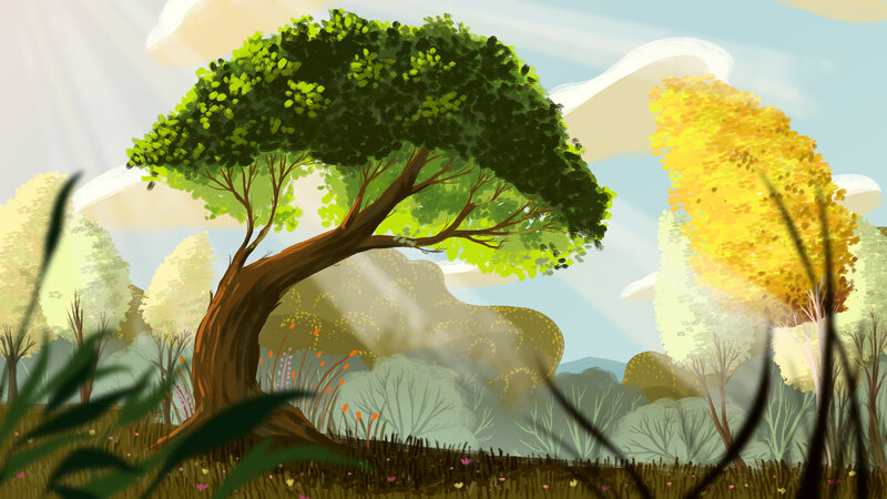 Large Green Tree in Field — Serene