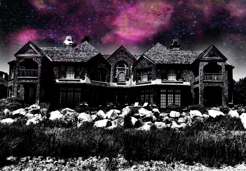 Large House at Night — Black, Dramatic