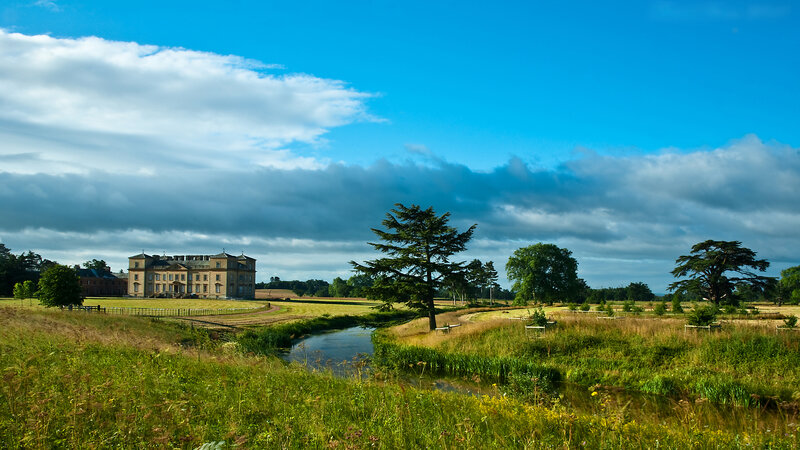 Large House in Field — Blue