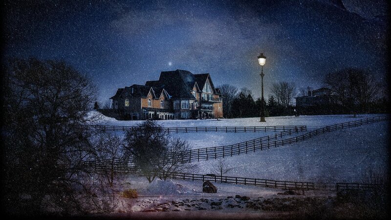 Large House in Snow — Blue, Serene