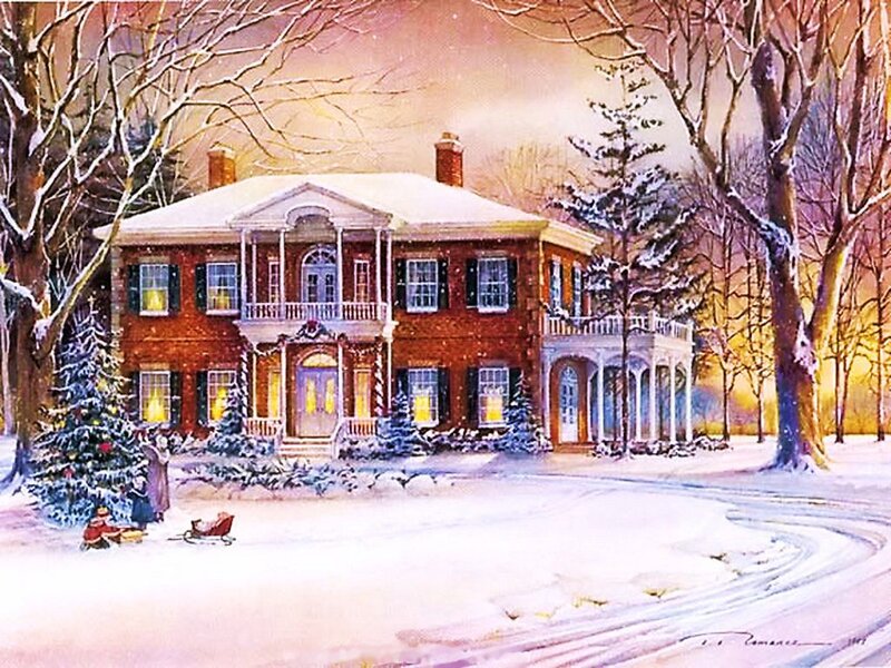 Large House in Snow