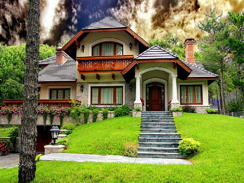Large House on Hill — Green