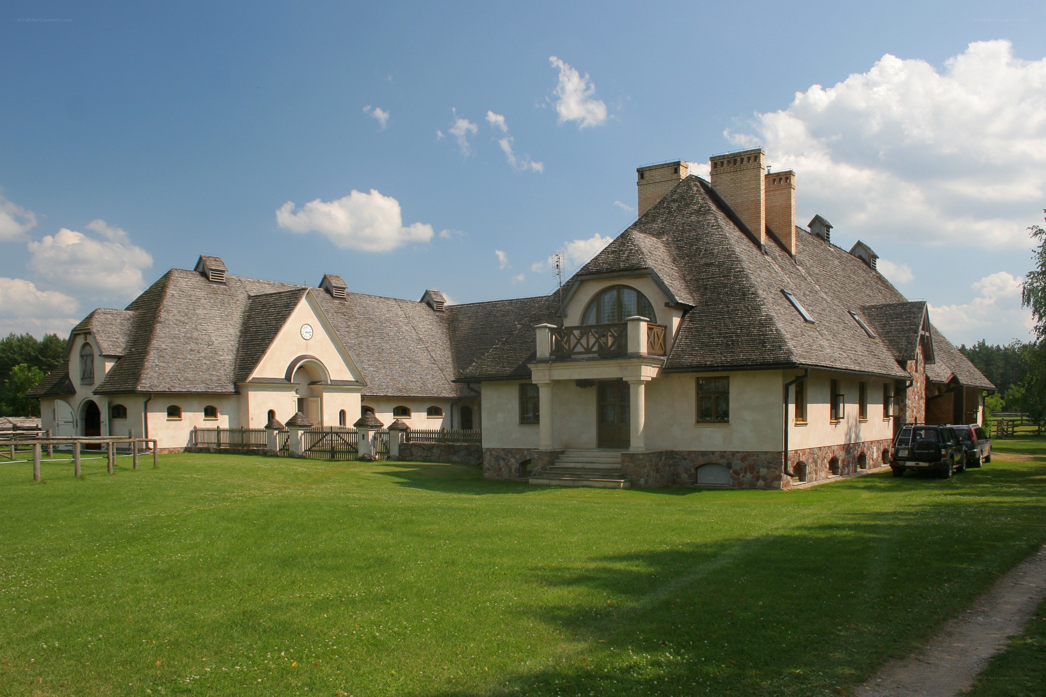 Large house with green lawn