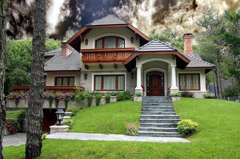 Large House with Smoke
