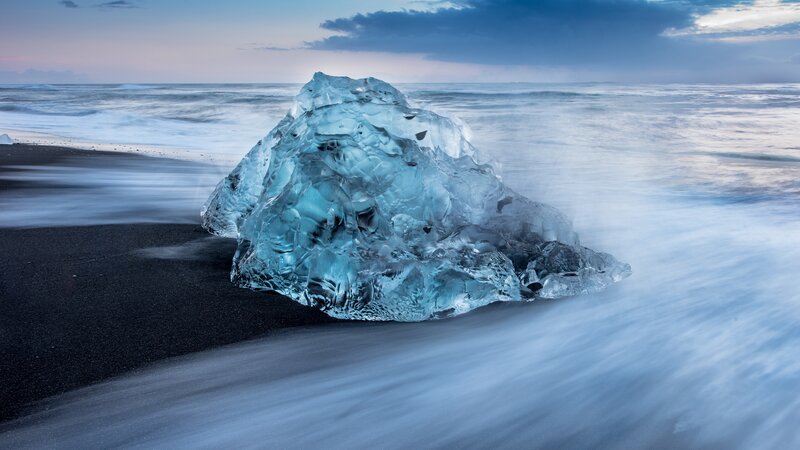 Large Ice Block on Beach