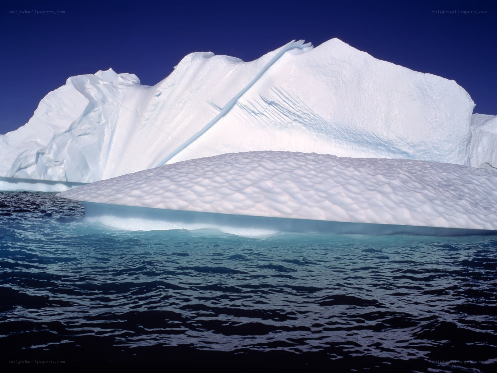 Large iceberg floating in ocean