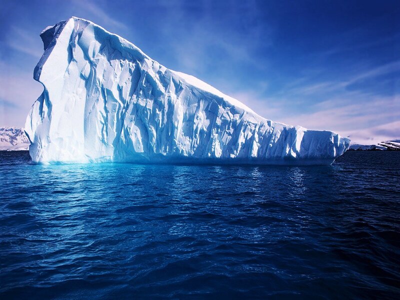 Large Iceberg in Ocean — Blue, Serene, Winter