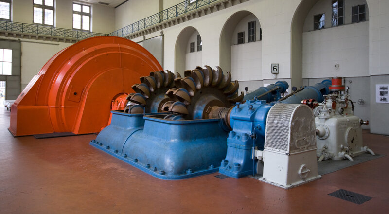 Large industrial turbine in a power plant