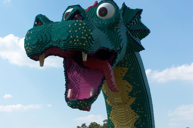 Large Lego dragon sculpture