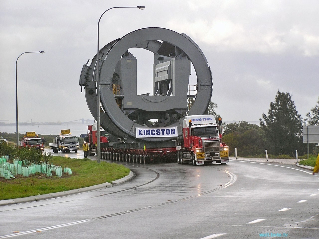Large machinery transport on road