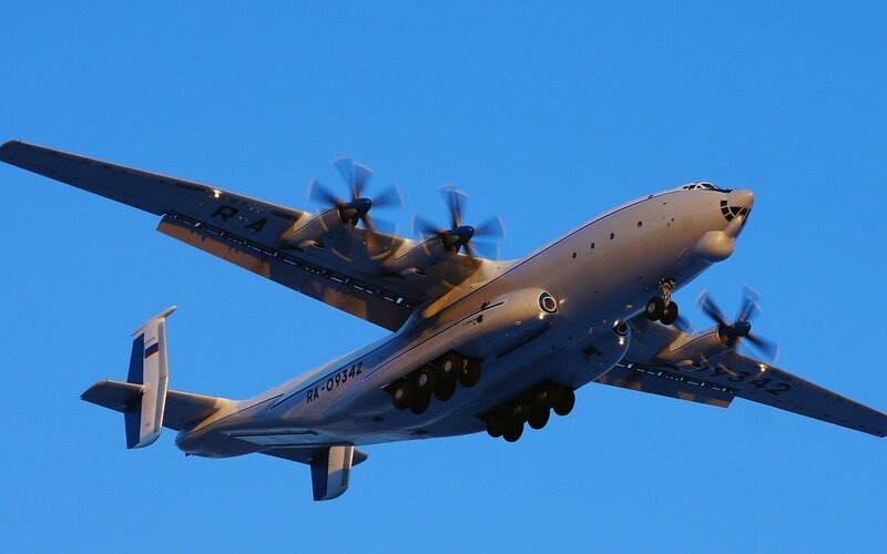Large military transport aircraft in flight