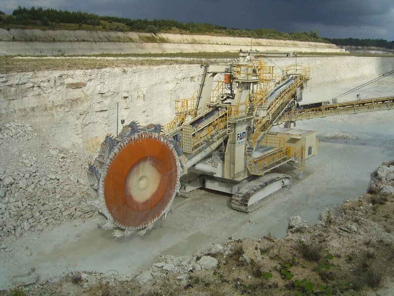 Large mining excavator at quarry