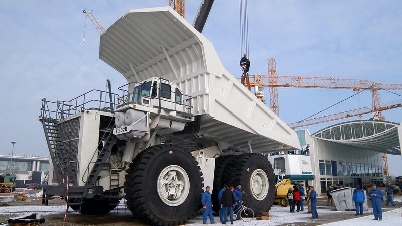 Large mining truck on display