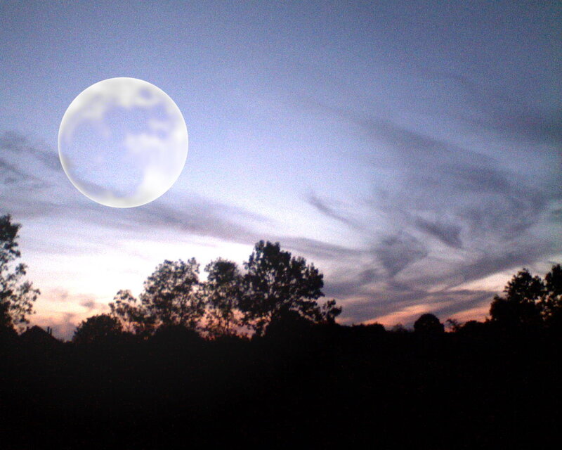 Large Moon in Sky — Blue