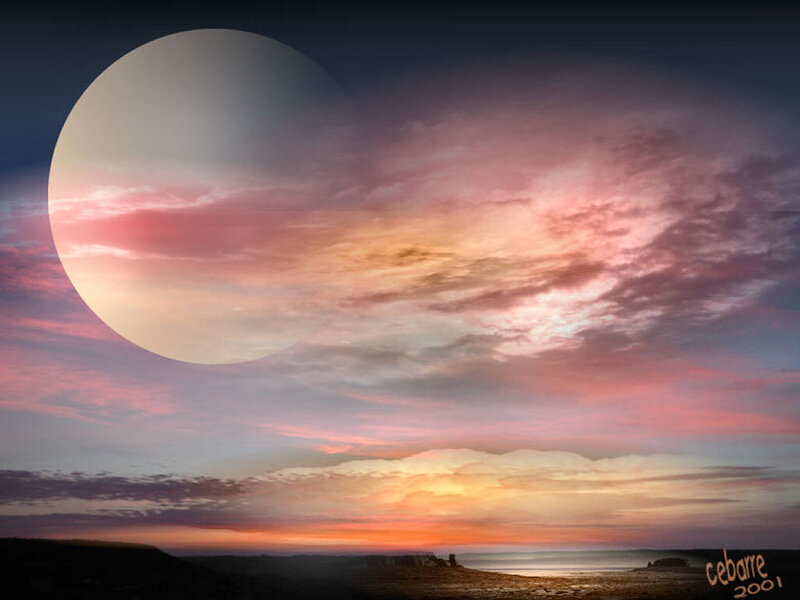 Large Moon over Beach