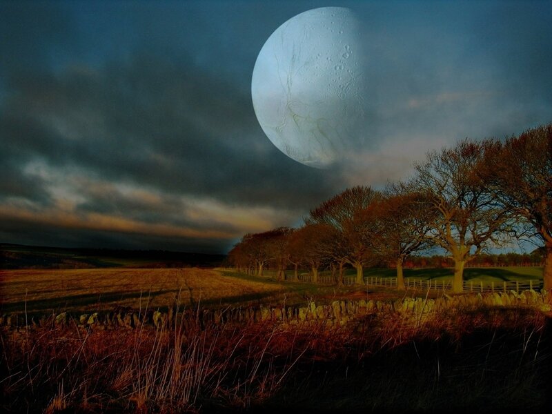 Large Moon over Field
