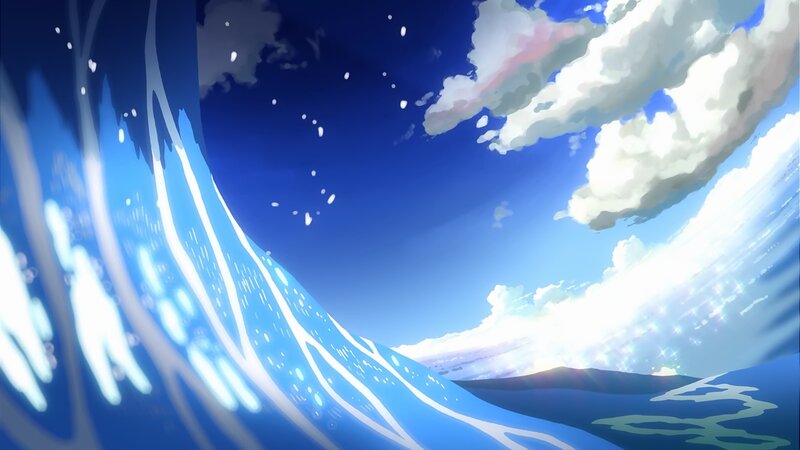 Large Ocean Wave — Blue, Dramatic, Afternoon, Anime