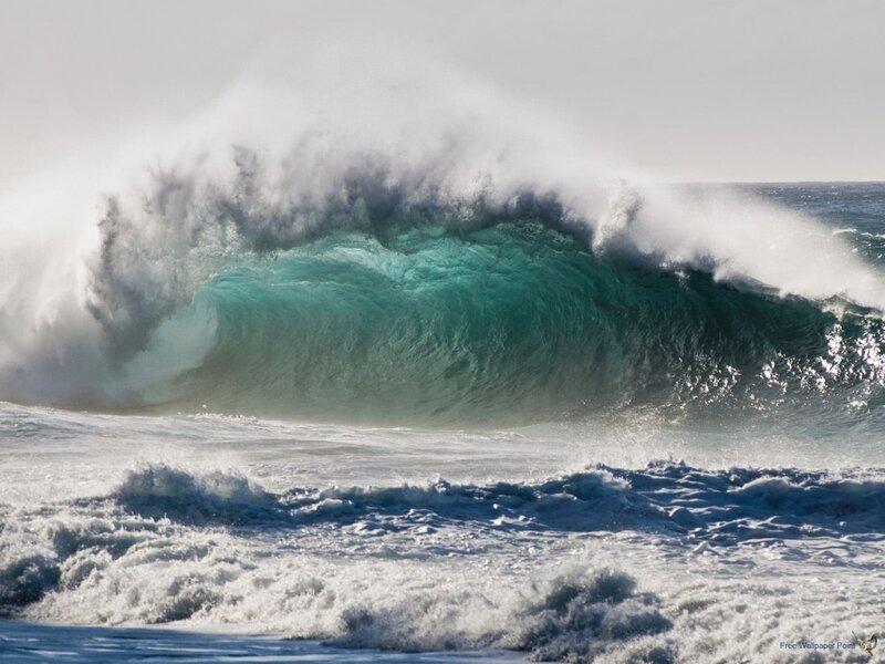 Large Ocean Wave — Blue, Dramatic, Afternoon, Photograph, Sea, Sky