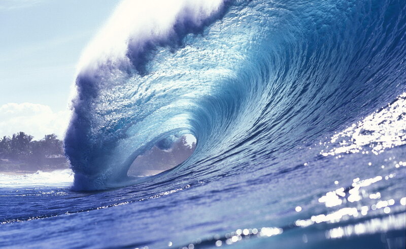 Large Ocean Wave — Blue, Dramatic, Afternoon, Photograph, Sky, Coastline