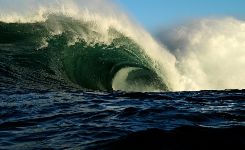Large Ocean Wave — Blue, Dramatic, Afternoon, Photograph, Sky, Foam