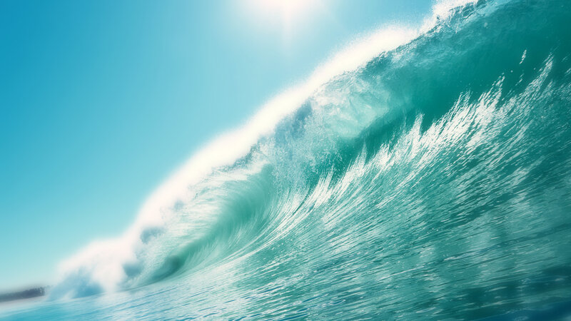 Large Ocean Wave — Blue, Dramatic, Afternoon, Photograph, Sky