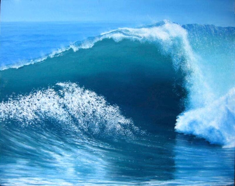 Large Ocean Wave — Blue, Dramatic, Afternoon