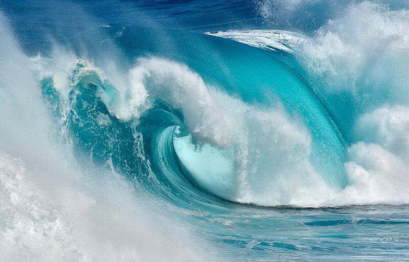 Large Ocean Wave — Blue, Dramatic, Photograph, Sea, Foam
