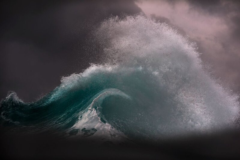 Large Ocean Wave — Blue, Dramatic, Photograph, Sky, Clouds