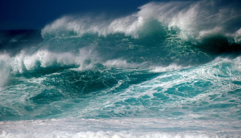 Large Ocean Wave — Blue, Dramatic, Photograph, Sky, Foam