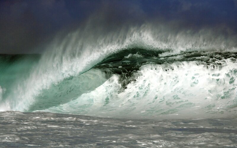 Large Ocean Wave — Blue, Dramatic, Photograph, Sky