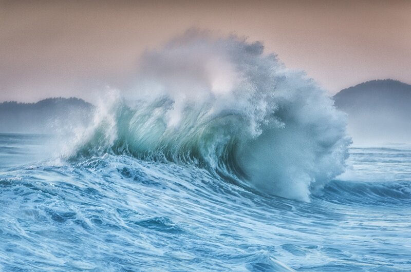 Large Ocean Wave — Blue, Dramatic, Sunset