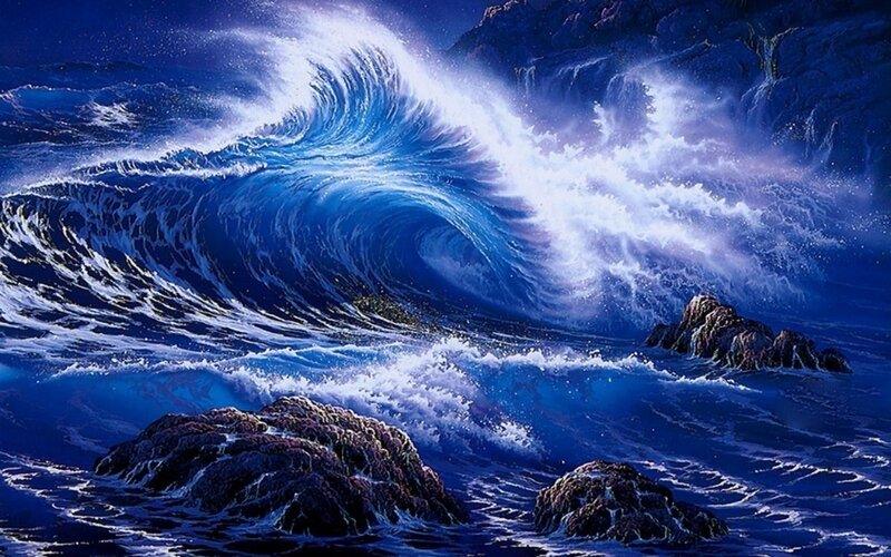 Large Ocean Wave Crashing