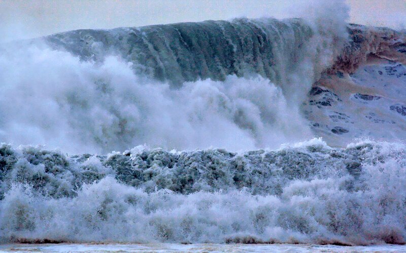Large Ocean Wave Crashing — White