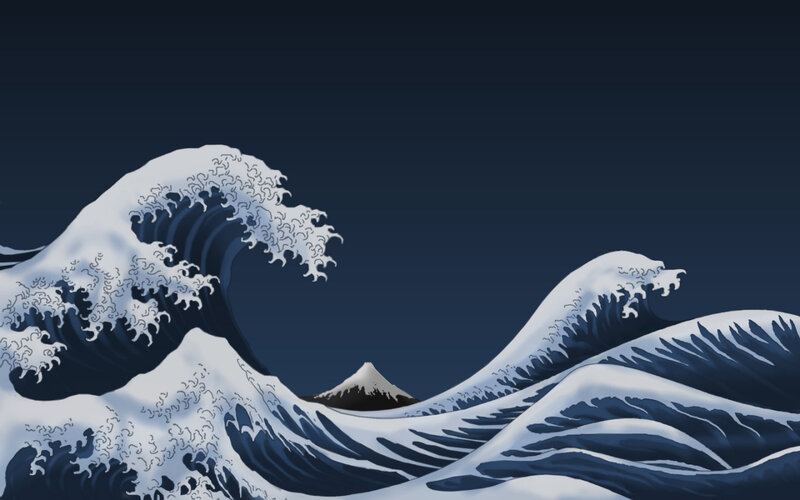 Large Ocean Waves — Blue, Dramatic, Night