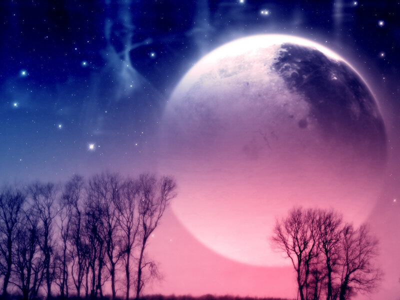 Large Planet in Night Sky — Purple