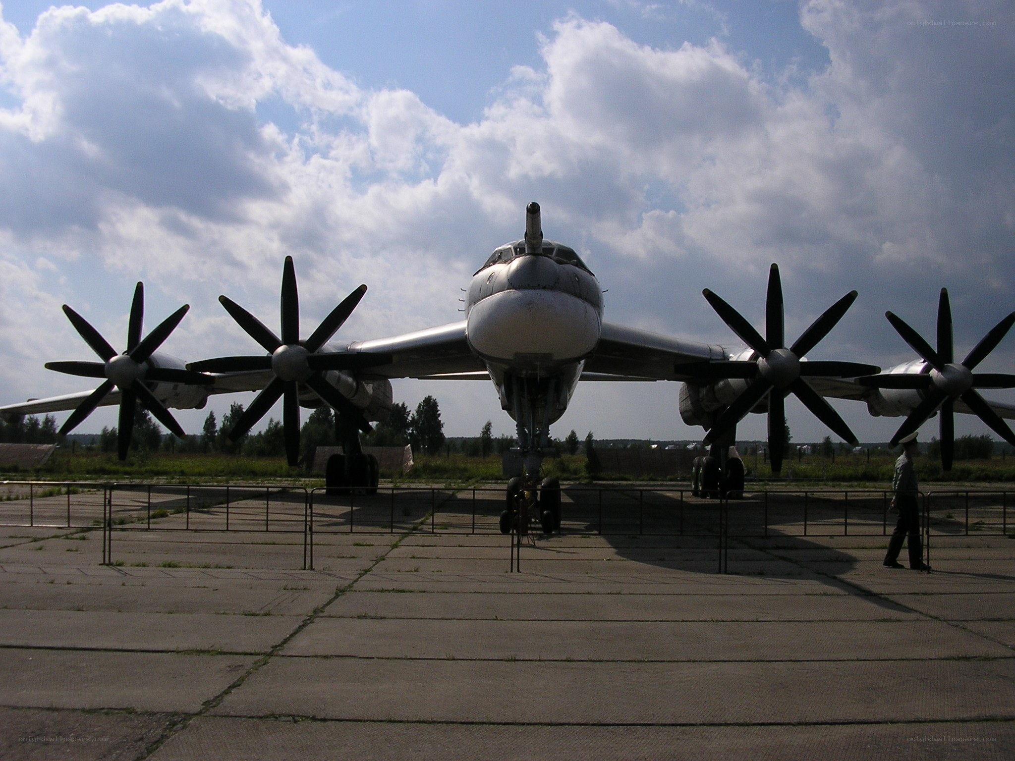 Large propeller aircraft on display