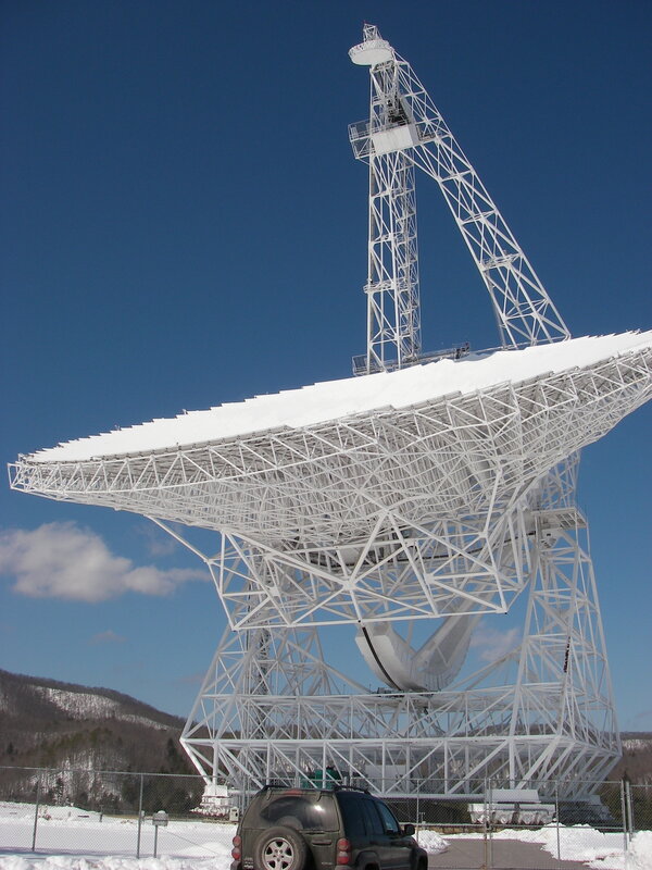 Large radio telescope in winter