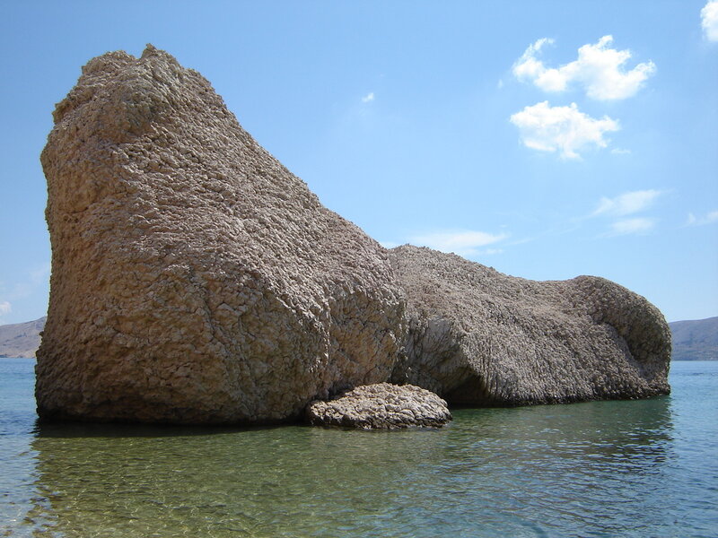 Large rock formation in the sea