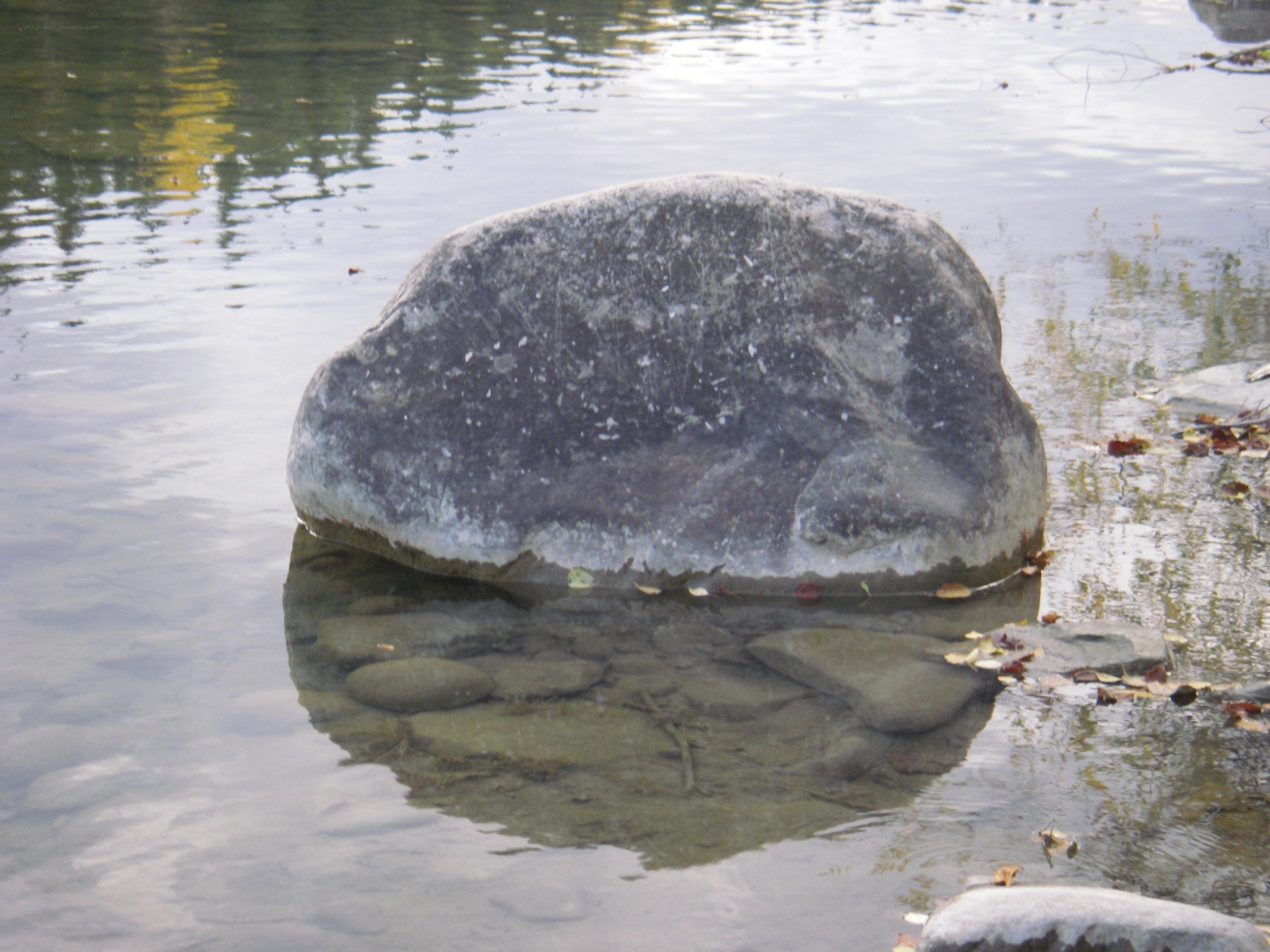 Large rock in shallow water