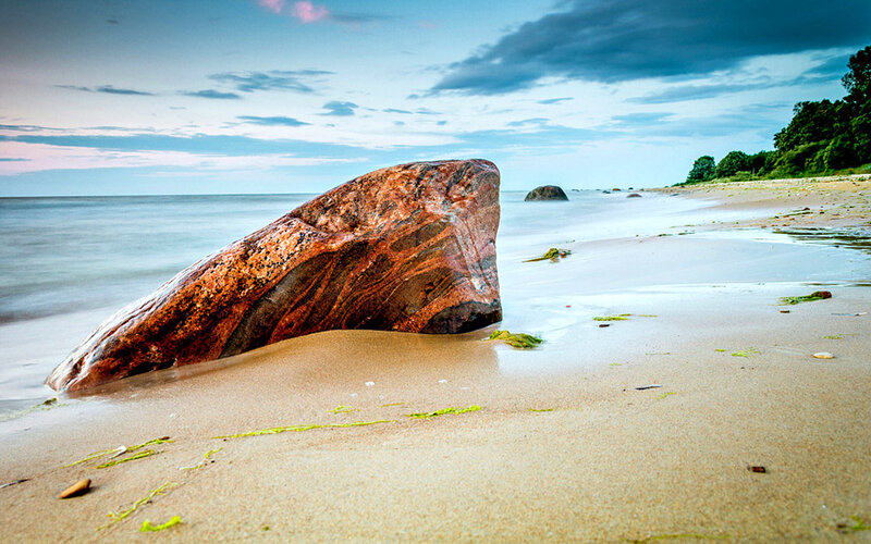 Large Rock on Beach — Brown, Serene