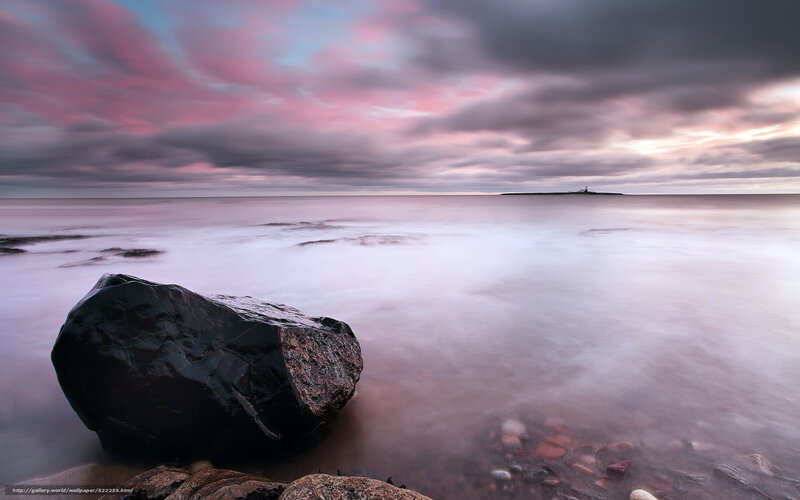 Large Rock on Beach — Pink